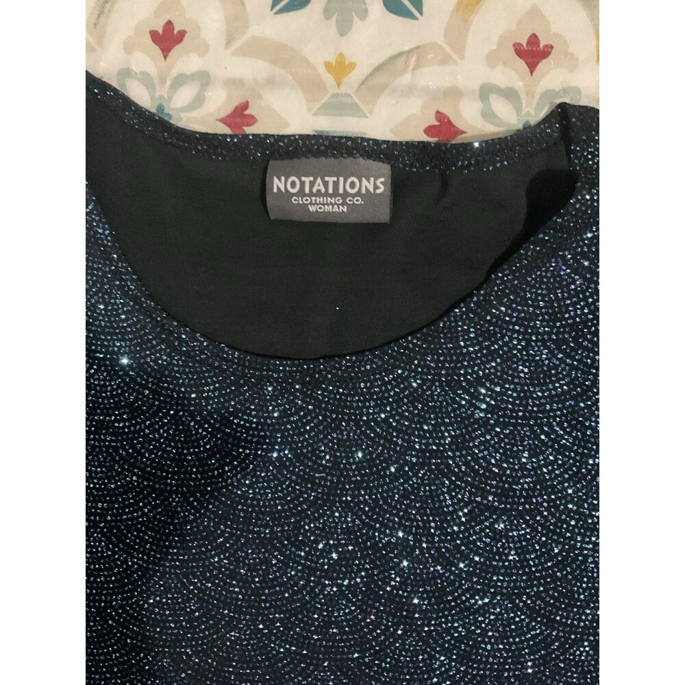 Notations Women’s Sparkle Velour Long Sleeve Top Size 1XLarge COLOR BLUE - Picture 7 of 7